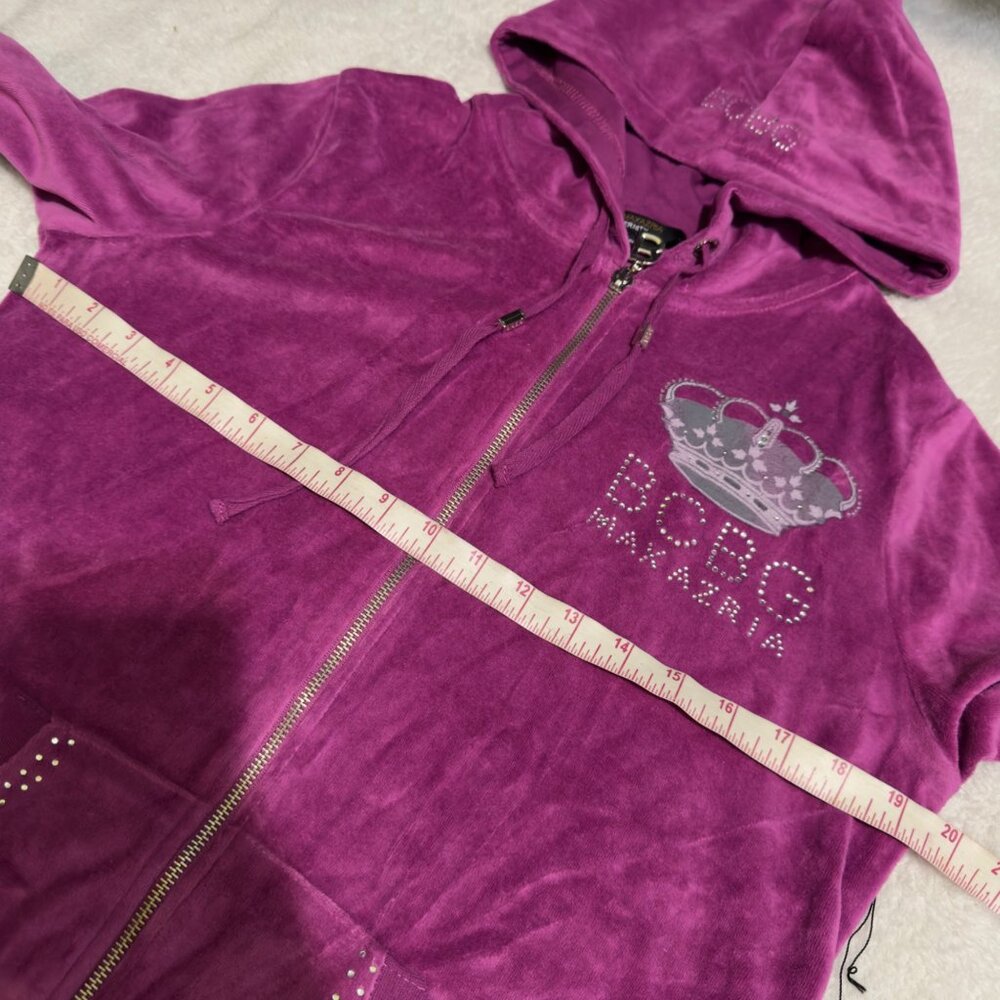 BCBG Max Azria Maternity Velour Tracksuit Set With Hoodie & Pants  Small purple - Picture 10 of 16